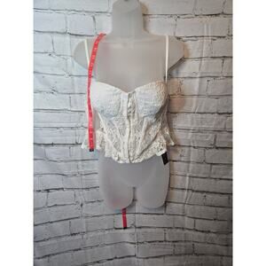 L'Amorae Lace Corset Ruffle Trim Cami Top